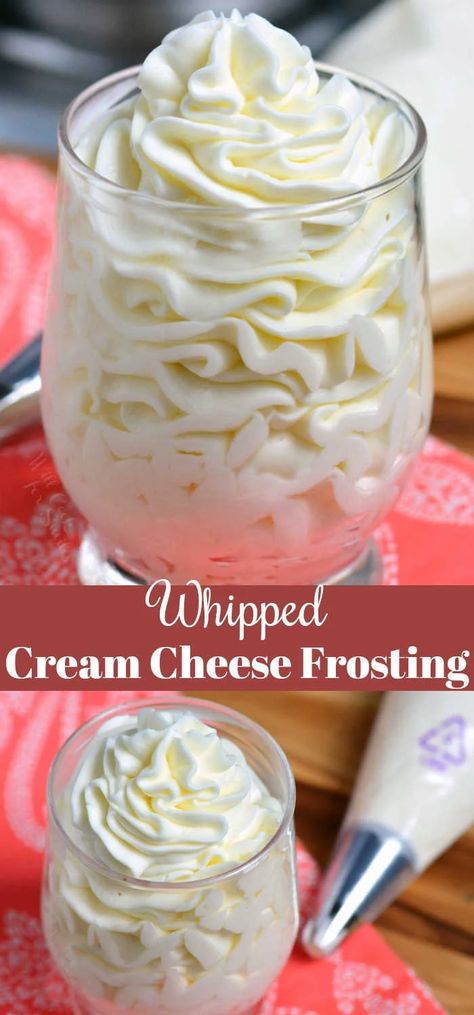 Frosting Cream Cheese, Whipped Cream Cheese Frosting, Cake Light, Recipes With Whipping Cream, Whipped Frosting, Torte Cupcake, Low Carb Snack, Light Cakes, Cream Cheese Frosting Recipe