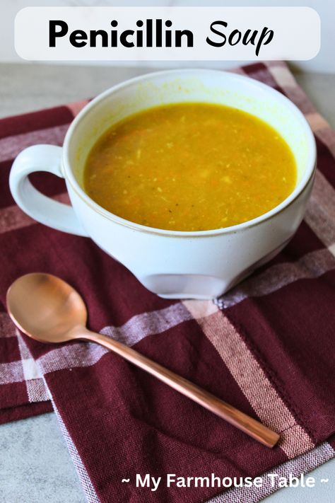 Penicillin Soup - My Farmhouse Table Liquid Penicillin Soup, Jewish Penicillin Soup Chicken, Penicillin Soup Recipes, Pennicillian Soup, Italian Penicillin Soup, Penicillin Soup, Italian Penicillin, Pizza Soup, Breakfast Vegetables