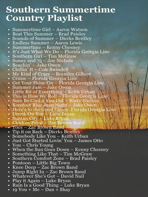 Country Songs List, Music Lists, Country Music Playlist, Country Playlist, Road Trip Playlist, Country Love Songs, Summer Songs Playlist, Song Lists, Music List