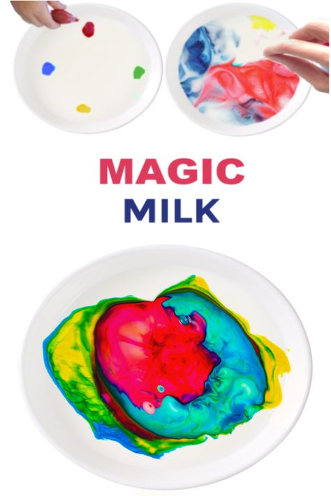 Wow the kids with the magic, color-changing milk experiment!  Rainbow milk science is an activity all ages will want to do again & again! #magicmilkexperiment #magicmilkscienceexperimentforkids #magicmilk #milkexperimentsforkids #rainbowmilkexperiment #rainbowmilk #milkexperiment #colorchangingmilk #scienceexperimentskids #scienceforkids Skittles Rainbow Experiment, Skittles Rainbow, Milk Experiment, Skittles Experiment, Milk Science Experiment, Rainbow Experiment, Rainbow Milk, Science Experiment For Kids, Experiment For Kids