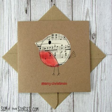 Music Christmas Cards, Card Diy Ideas, Sheet Music Christmas, Christmas Card Diy, Music Christmas, Simple Christmas Cards, Fabric Cards, Christmas Card Art, Homemade Christmas Cards