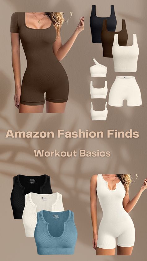 Amazon fashion, amazon basics, amazon workout clothes, amazon fashion finds, amazon finds, workout basics, workout aesthetic, basic workout clothes Amazon Workout Clothes Women, Amazon Yoga Finds, Best Amazon Workout Clothes, Viral Amazon Bodysuit, Amazon Workout Sets, Workout Jumpsuit, Amazon Workout Clothes, Clothes Amazon, Amazon Fashion Finds