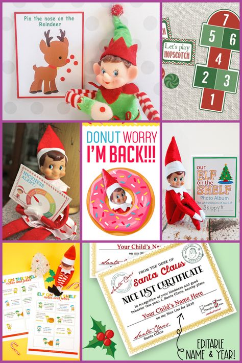 50+ Elf on the Shelf Printables to make your holiday season fun and easy! Lots of fun Elf on the Shelf ideas and printable props for your elf! Elf On The Shelf Free Printables, Elf On Shelf Notes, Elf Printables Free, Elf Movie Party, Elf On Shelf Printables, Elf On The Shelf Printables, Elf Report Card, Elf Shenanigans, Elf Printables