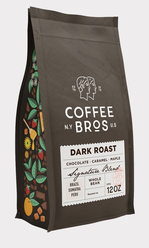 Desain Merek, Coffee Bag Design, Coffee Shop Branding, Coffee Pack, Coffee Label, Coffee Box, Espresso Beans, Dark Roast Coffee, Tea Packaging