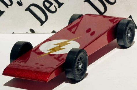 Pinewood Derby Car,  Extra Fast - Candy red "THE FLASH | #47998224 Awana Grand Prix Car Ideas, Pinewood Derby Cars Ideas, Pinewood Derby Cars Templates, Pink Range Rovers, Cub Scouts Bear, Blue Car Accessories, Cub Scout Activities, Pinewood Derby Car, Derby Car