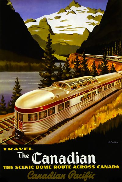 The Canadian Vintage Travel Poster “Whenever you see a successful person, you only see the public glories, never the private sacrifices to reach them.”– Vaibhav Shah canadian,scenic,dome route,canada,kanada,pacific,1930s,30s,30er,,travel poster,travel,vacances,poster,travelposter,holiday,vintage,clasic,retro,coloured,wanderlust,cruise,railway,railroad,1920,1930,1940,1950, Travel Advertisement, Canadian Pacific Railway, Train Posters, Scifi Fantasy Art, Historic Route 66, Tourism Poster, Canadian Travel, Railway Posters, Poster Ads