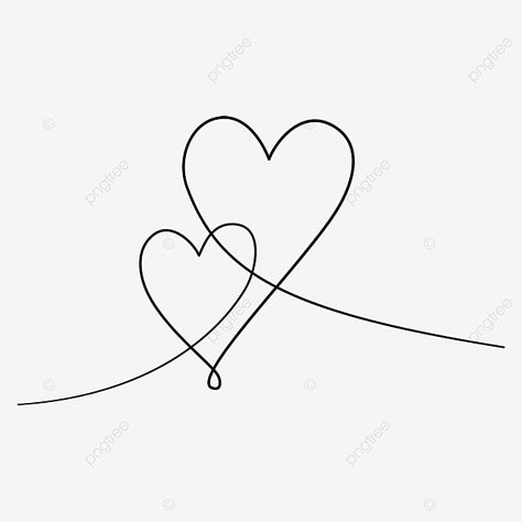 2 Hearts Drawing, Two Hearts Together Drawing, Heart Wallpaper Drawing, Love Heart Drawing Ideas, Valentines Day Line Art, Png Valentines Day, Cute Hearts Drawings, Two Hearts Drawing, One Line Heart Drawing