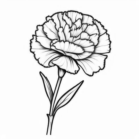 Black and white carnation vectors, photos and PSD files | Free download White Carnation Drawing, Carnation Flower Outline, Carnation Flower Drawing, Carnation Drawing, Carnation Design, Flower Bouquet Drawing, Cute Coloring Book, White Carnations, Flower Outline