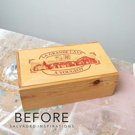 Wine Crate Decor, Wine Crate Crafts, Wine Box Table, Wine Crate Diy, Wine Box Diy, Wine Box Crafts, Basket Upcycle, Wood Box Decor, Wooden Box Crafts