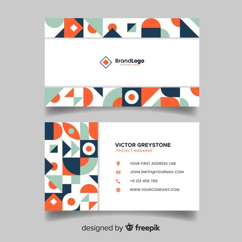 Abstract geometric business card template Free Vector | Free Vector #Freepik #vector #freebusiness #freeabstract #freecard #freetemplate Card Template Free, Stationery Business Card, Cosmetics Packaging, Business Card Pattern, Stationary Items, Name Card Design, Color Drawing Art, Geometric Pattern Design, Card Templates Free