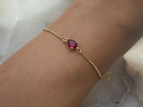 Dragonfly Bracelet, Ruby Bracelet, Red Bracelets, Minimalist Bracelet, Gold Plated Bracelets, Lovely Earrings, Valentines Gift, March Birth Stone, Wedding Bracelet