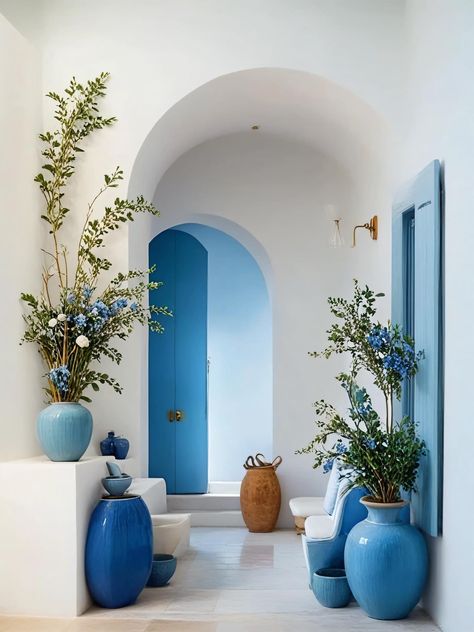 Greek Style Home, Greek Interior Design, Mediterranean House Interior, Ocean Living, Greece House, Santorini House, Greek Decor, Mediterranean Interior, Conversational English