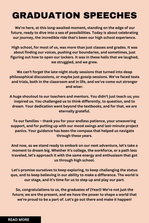 21 High School Graduation Speeches for 2024 – livelovequote Graduation Poems High School, Graduation Phrases, Grad Speech, Best Farewell Quotes, Speech Script, Best Senior Quotes, High School Quotes, Graduation Poems, Speech Quote