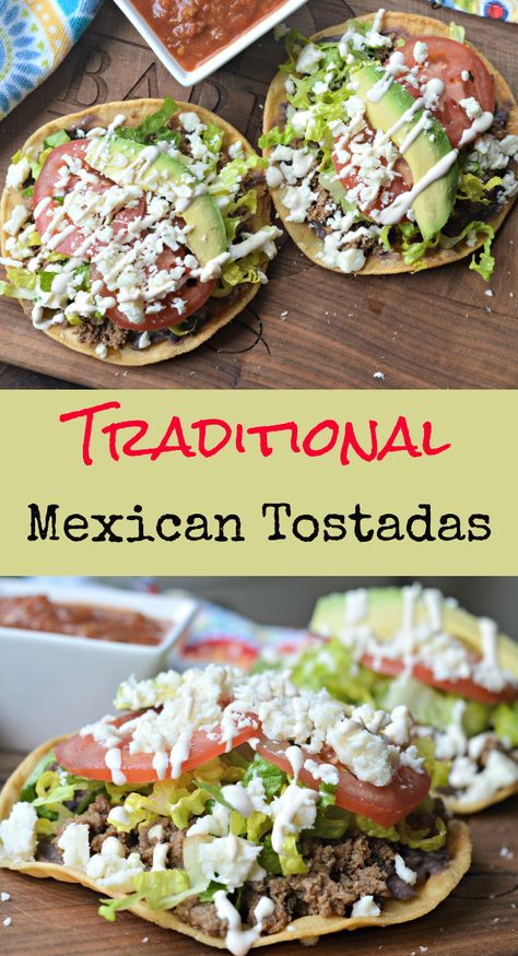 Mexican Tostadas, Christmas Toffee, Tostadas Recipe, Mexikansk Mat, Tostada Recipes, Authentic Mexican Recipes, Resep Diet, Mexican Dinner, Chicken Taco