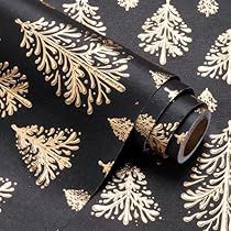 Black And Gold Wrapping Paper, Black And Gold Christmas Aesthetic, Christmas Toile Wrapping Paper, Black Silver And Gold Christmas Decor, Green Gold Black Christmas Tree, Beautiful Wrapping Paper, Gold Black Christmas Decor, Creative Christmas Gifts For Friends, Gold And Black Christmas Tree