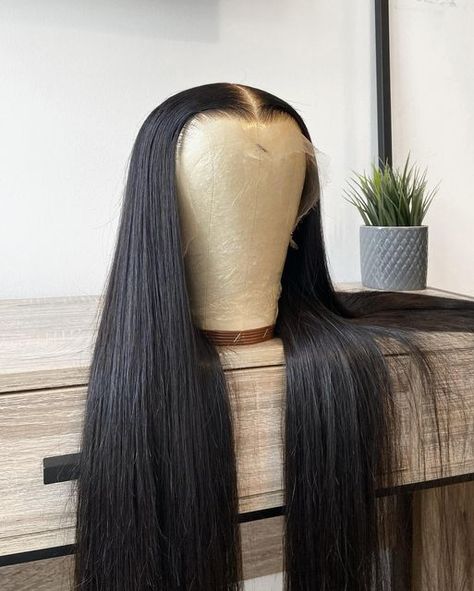 Jet Black Straight Wig, 30inch Frontal Wig, Wigs Business, 30 Inch Hair, 30 Inch Wig, Jet Black Wig, Wigs Ideas, Hd Lace Frontal Wigs, Black Hair Wigs