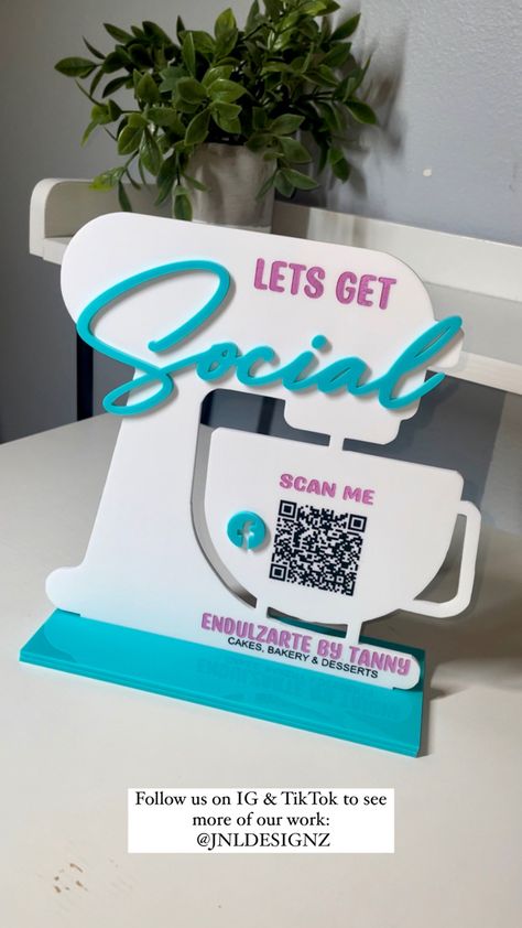 Stand mixer qr business sign Qr Code Marketing, Acrylic Qr Code Stand, Vinyl Personalized Gifts, Name Board Design, Wedding Business Ideas, Big Wall Clocks, Laser Cut Decor, Neon Signs Quotes, Small Business Signs