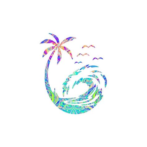 Coastal Decals, Beach Theme Tattoos, Borneo Island, Sea Life Tattoos, Tattoo Beach, Beachy Tattoos, Watercolor Tattoo Ideas, Tropical Tattoo, Hawaii Tattoos