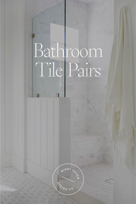 Today on the blog, we're sharing bathroom tile pairings in a range of colors and styles to help guide your next bathroom remodel! If you've been in search of bathroom tile combinations or the best bathroom tiles for walls and floors, this post is for you. Head to our blog to see all of our bathroom tile design ideas! Shower And Floor Tile Combo Ideas, Bathroom Floor Tile Design Ideas, Bathroom Timeless Design, Porceline Tile Bathroom Master Bath, Mother Of Pearl Shower Tile, Big Bathroom Layout, Pure Salt Interiors Bathroom, Bathroom Tile Combinations Design Trends 2023, High Ceiling Bathroom Ideas