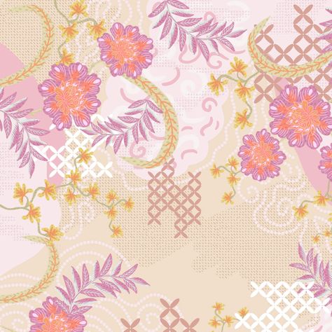 Modern Batik Pattern on Behance Batik Aesthetic, Modern Batik Pattern, Batik Illustration, Motif Batik Modern, Batik Pattern Design, Hijab Business, Flora Illustration, Baba Nyonya, Design Batik