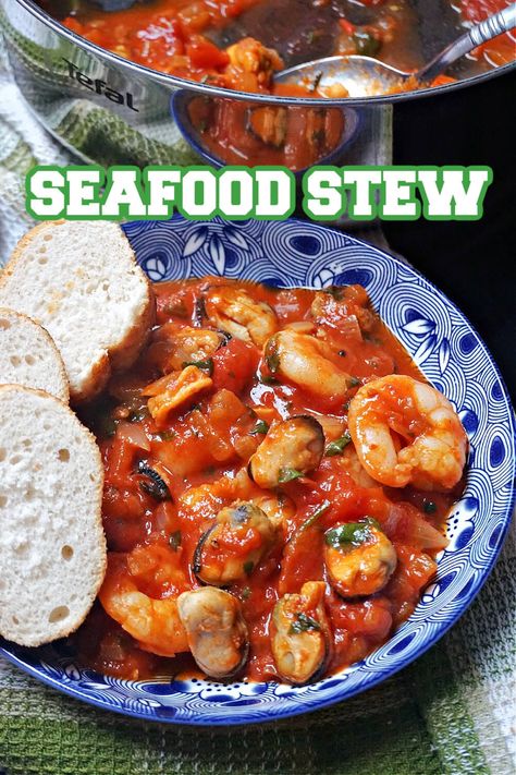 Seafood Stew in a delicious tomato sauce, a quick and easy dish that is ready in well under 15 minutes. It's made with frozen mixed seafood, which makes it very affordable too; such a hearty, yet light recipe that it will go down well with absolutely everyone. Easy Seafood Medley Recipes, Frozen Mixed Seafood Dishes, Sea Food Mix Recipes, Seafood Mix Recipes Frozen Pasta, Mixed Seafood Recipe Frozen, Frozen Seafood Recipes, Seafood Mix Recipes Dinners, Frozen Seafood Medley Recipes, Mix Seafood Recipe