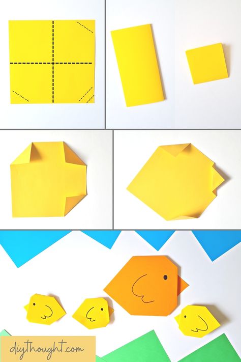 Easy Origami Chick - diy Thought Easiest Origami, Christmas Card Making Ideas, Christmas Card Easy, Handmade Christmas Card Ideas, Christmas Card Making, Monster Craft, Christmas Card Ideas, Card Easy, Card Making Ideas