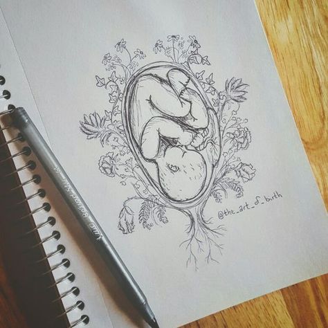 Pregnancy Drawing, Dotwork Tattoo Mandala, Birth Art, Pregnancy Art, Belly Painting, Pencil Art Drawings, Follow On Instagram, Baby Art, Anatomy Art