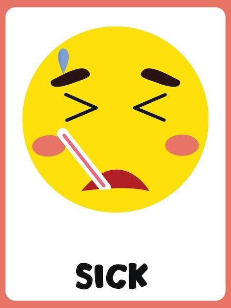 Happy Feelings Pictures, Different Emotions Faces, Emojis Faces, Sick Face, Emotions Clipart, Sick Emoji, Feelings Flashcards, Emoji Happy Face, Emoji Happy