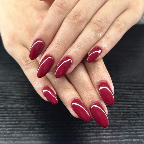 Burgundy Red Almond Nails, Berry Gel Nails, Frosted Cranberry Nails, Berry Colour Nails, Spring Color Palette Nails, Dnd Cherry Berry, Dnd Burgundy Gel Polish, Berry Color Nails, Raspberry Red Nails