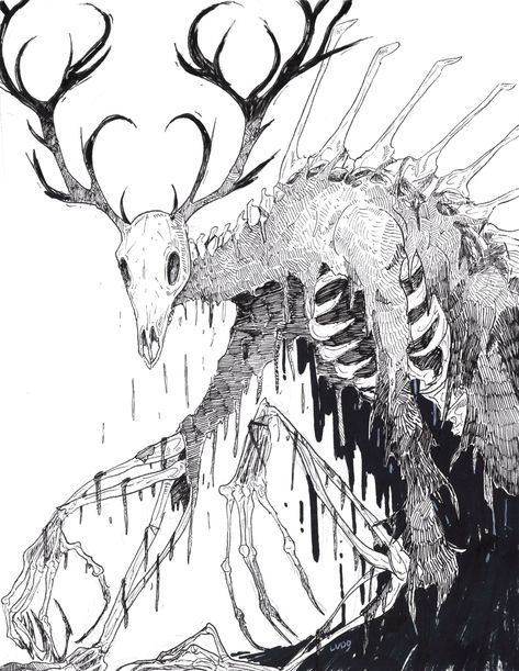 Home / Twitter Creepy Drawings, Scary Art, Mythical Creatures Art, Drawing Inspo, Creepy Art, Dessin Adorable, Creature Concept Art, Animal Skulls, Monster Art