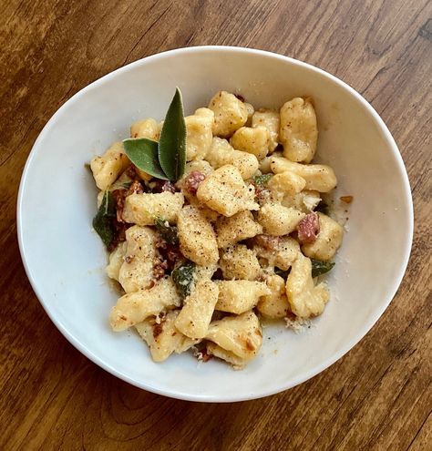 Parmesan and Pancetta Gnocchi — Shop Geoffrey Zakarian Homemade Ricotta Gnocchi, Make Gnocchi, Sage Sauce, Geoffrey Zakarian, Pasta Flour, Truffle Sauce, Homemade Ricotta, Ricotta Gnocchi, Making Gnocchi