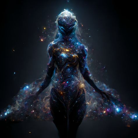 Goddess Of The Universe, Cosmic Art Universe, Woman Giving Birth, Universe Artwork, Female Deity, Star Goddess, Alien Character, Cosmic Art, Cosmic Horror