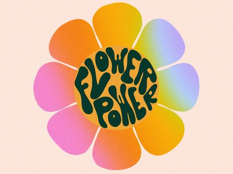 Flower Power Logo Design - Customize with your brand name | 70s flower logo | retro 70s logo | custom 70s logo | hippie logo by DearDarlingArt on Etsy 70s Flower Design, Flower Power Illustration, Flower Power Design, 60s Logo Design, Hippie Style 70s Flower Power, Pride Logo Design, 70s Logos, 70s Logo Design, Flower Illustration Simple