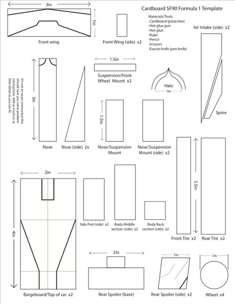 Cardboard F1 Car | Parts Of The Nose, Cardboard Ideas, Cardboard Car, F1 Car, Blue Prints, Bottle Top, Formula 1 Car, Build Something, Diy Cricut