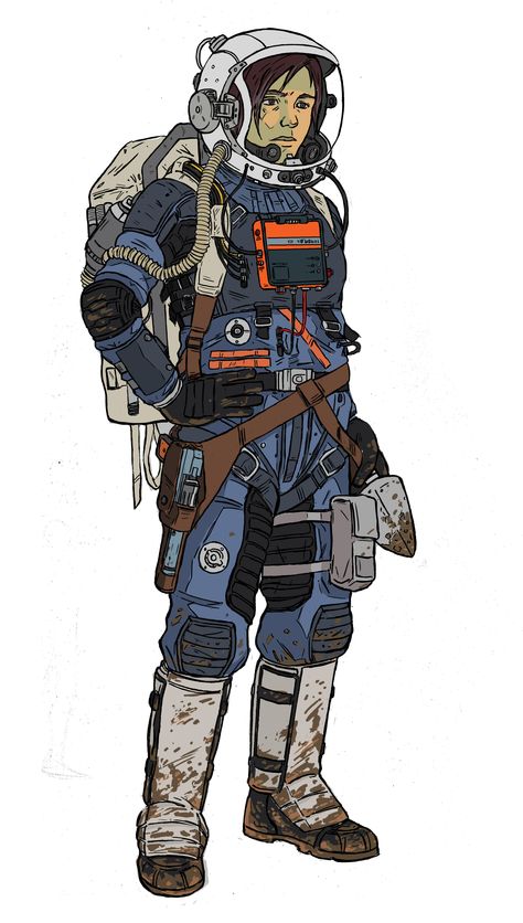 "Cee" Original Draft Sci Fi Astronaut Art, Sci Fi Astronaut Suit, Spaceship Mechanic Character, Spaceman Character Design, Sci Fi Space Suit Concept Art, Scifi Suit Concept Art, Sci-fi Space Suit, Space Traveler Character Design, Cyberpunk Space Suit