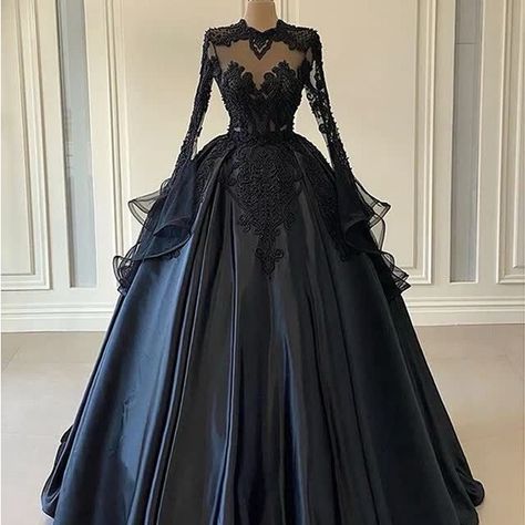 Black Satin Wedding Dress, Long Sleeve. Brand New Medieval Wedding Bridesmaid Dresses, Black Wedding Dress Sleeveless, Black And White Wedding Dress Ballgown, Dark Themed Wedding Dresses, Slim Black Wedding Dress, Dark Fairytale Wedding Bridesmaid, Black Sleeved Wedding Dress, Goth Fairy Wedding Dress, Off Shoulder Black Wedding Dress