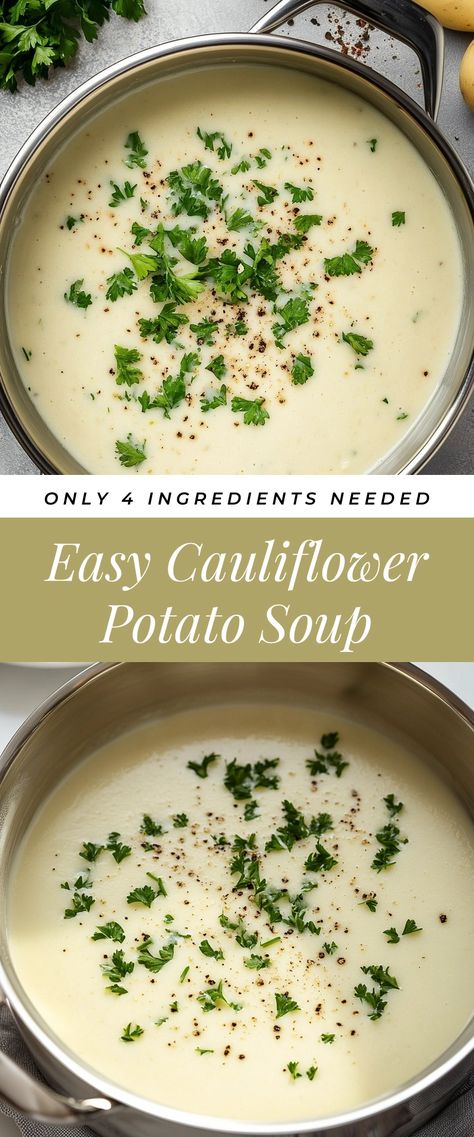 Image for Easy Cauliflower Potato Soup Low Carb Potato Soup, Coliflower Soup, Cauliflower And Potato Soup, Potato Cauliflower Soup, Lima Bean Soup, Cauliflower Potato Soup, Low Carb Potatoes, Soup Lovers, Cauliflower Potatoes