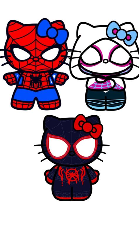 For all my spiderman and hello kitty fans Spiderman With Hello Kitty, Marvel Hello Kitty, Star Wars Hello Kitty, Hello Kitty And Spiderman Wallpaper, Spiderman X Hello Kitty, Spider Man Cute, Hello Kitty X Spiderman, Spider Man Hello Kitty, Spiderman And Hello Kitty