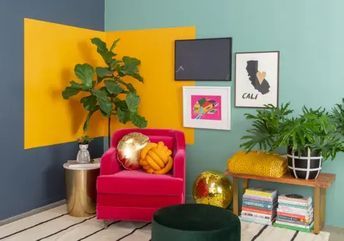 Colour Blocking Interior, Ruangan Studio, Room Wall Painting, Bedroom Wall Designs, Interior Design Color, Bedroom Wall Paint, Wall Paint Designs, Inspired Living, House Interior Decor