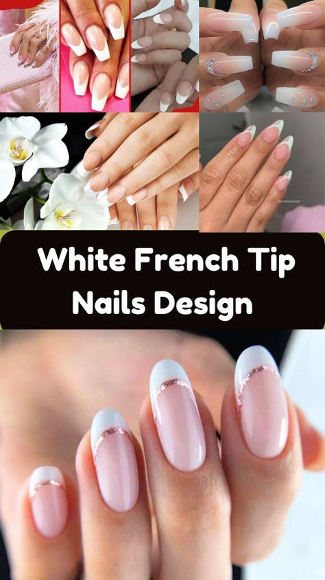 trending nail design Retro French Tip Nails, White French Tip Nails Design, White French Tip Nails With Design Ideas, Neutral French Tip Nails, French Tip Manicure Ideas, Unique French Tips, Timeless Manicure, Classic French Tip Nails, Modern French Manicure