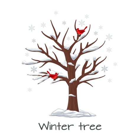 Winter tree with birds. season nature, s... | Free Vector #Freepik #freevector #tree #winter #snow #bird Logos, Nature, Winter Tree Drawing, Birds Vector, Pine Tree Silhouette, Nature Snow, Wood Snowflake, Christmas Landscape, Time Cartoon