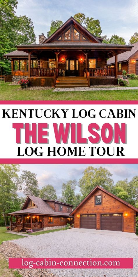 The Kentucky Wilson log cabin is the home of your dreams with modern additions in a country chic design ideal for a small family! Log Cabin With Mother In Law Suite, Small Homes With Loft, Log Cabin Dream Home, Log Cabin Home Plans, Cabin Building Ideas, Log Cabin Style Homes, Modern Log Cabin Homes, Camp Floor Plans, Simple Log Cabin Homes