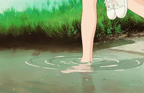 Stepping through a cool pond. 40 Of The Most Oddly Satisfying Studio Ghibli Gifs Art Studio Ghibli, All Out Anime, Wallpaper Studio, The Garden Of Words, Comfort Art, Gif Animated, Images Disney, Arte 8 Bits, Anime Gifs