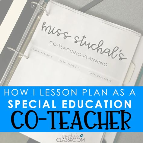 Lesson planning magic in the world of co-teaching! 🌈✨ Discover my tried-and-true strategies for collaborative lesson planning in a special education co-teaching setting. This blog post unveils the secrets behind planing out lessons that cater to every learner. 📖🍎 #CoTeaching #LessonPlanning #InclusiveEducation #SpecialEdTeachers #CollaborativeLearning Special Education Data Sheets, Classroom Special Education, Progress Monitoring Special Education, Special Education Lesson Plans, Intervention Specialist, Lesson Plan Template Free, First Grade Lessons, Classroom Lesson Plans, Co Teaching