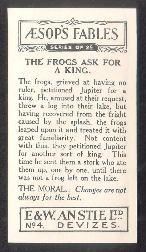 Aesop's Fables by E & W Anstie LTD    #aesopsfables#cigarettecards #cards #vintage #retro #collectables #cigarettes Aesop Hwyl, Aesop Incense, Aesop’s Fables Illustration, Aesop Fables, Aesop's Fables, Aesops Fables, Book Week, Philosophy, Texts