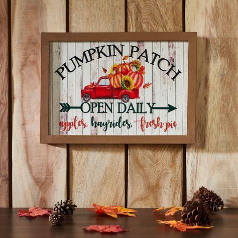 Infuse your home with the rustic charm of autumn using our Shiplap Pumpkin Patch Red Truck Wall Sign. Crafted from durable MDF, the sign features the phrase "Pumpkin Patch Open Daily, apples, hayrides, fresh pie" alongside an old-fashioned pickup truck laden with pumpkins, creating a cozy and inviting ambiance in any room. 🍎 Find it here: https://www.langegeneralstore.com/collections/fall-home-accents?page=2 #farmhousedecor #countrydecor #falldecor #pumpkin #pumpkins #apples #Fall #fall2024 ... Balloon Valance, Vhc Brands, Red Colour Palette, Holiday Wall Decor, Pumpkin Picking, Painted Candles, Entryway Kitchen, Stocking Tree, Candy Apple Red