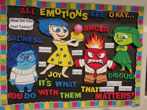 Pshe Display Boards, In This Room You Are Bulletin Board, Emotion Bulletin Board Ideas, Emotional Bulletin Board Ideas, Emotions Board Classroom, Guidance Bulletin Boards Middle School, Emotion Bulletin Board Preschool, All Emotions Are Okay Bulletin Board, Inside Out Emotions Bulletin Board