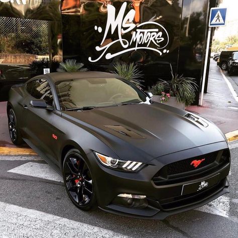 Matte Ford Mustang GT 5.0  Tag a friend who would love this! Customized by @msmotors & @pieromsmotors - #msmotors #fordmustang #mustang… Mustang Matte Black, Matte Black Mustang, Bugatti Chiron Black, Black Mustang Gt, Black Mustang, Shelby Mustang, Car Things, Best Muscle Cars, Custom Muscle Cars