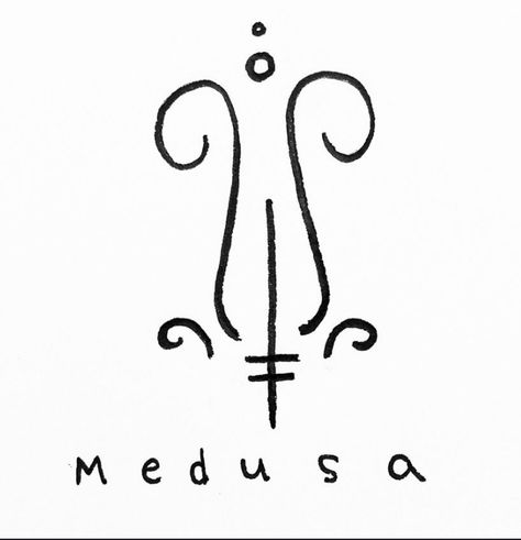 Discrete Medusa Tattoo, Medusa Ancient Art, Small Subtle Medusa Tattoo, Medusa Small Tattoo Design, Subtle Medusa Tattoo Design, Medusa Sigil, Small Simple Medusa Tattoo, Working With Medusa, Greek Symbols Tattoos