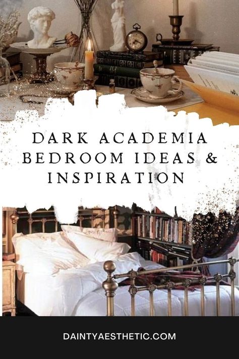 Dark Academia is all about creating a cozy and intellectual atmosphere, and there are so many unique items that you can incorporate into your bedroom to achieve this look and feel. In this blog post, we’ll be covering a variety of ideas for how you can transform your bedroom into a Dark Academia oasis. We’ll be discussing the importance of vintage items, lighting, music, and other unique touches that will help you create a space that is both stylish and inviting. Witchy Bedroom Ideas Cozy, Dark Academia Small Bedroom, Dark Cottage Bedroom, Light Academia Aesthetic Bedroom, Dark Academia Bedroom Aesthetic, Academia Bedroom Aesthetic, Bedroom Dark Academia, Academia Bedroom Ideas, Dark Academia Aesthetic Bedroom